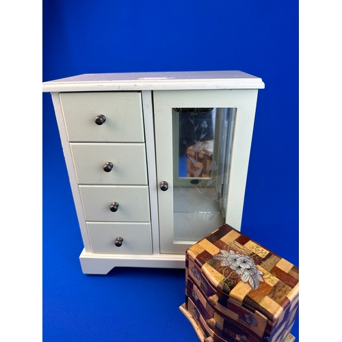 217 - Jewellery Box & Miniature Inlaid Trinket Drawers