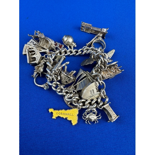 36 - Silver Charm Bracelet 83g