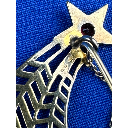 41 - Gold on 925 Silver Shooting Star Pin with Garnet