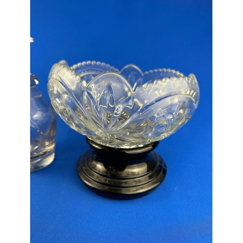 152 - Cut Glass Centrepiece Bowl with Stand & Crystal Decanter