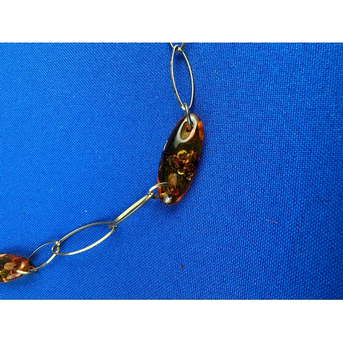 42 - 9ct Gold & Baltic Amber Necklace