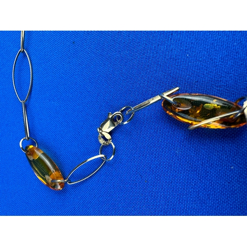 42 - 9ct Gold & Baltic Amber Necklace