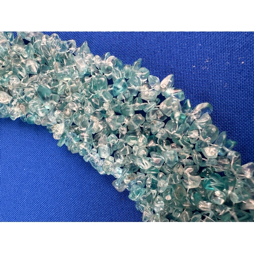 45 - Blue Zircon Chip Necklace with 925 Silver Clasp