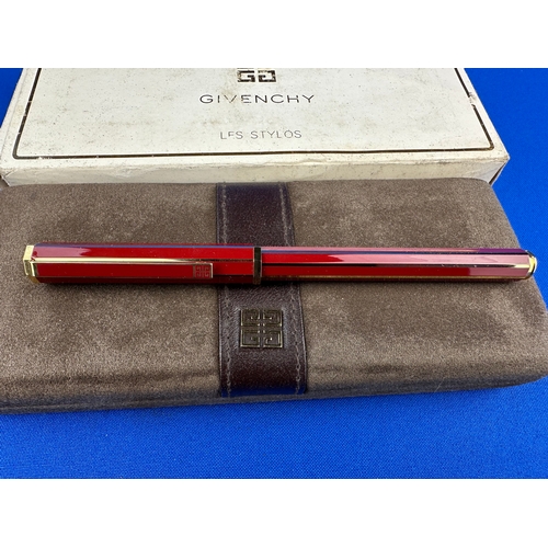 247 - Vintage Givenchy Les Stylos - The Pen, with box, Burgundy 14ct Gold Nib