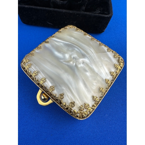 249 - Vintage Mother of Pearl & Gilt Metal Compact