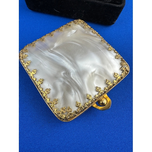 249 - Vintage Mother of Pearl & Gilt Metal Compact