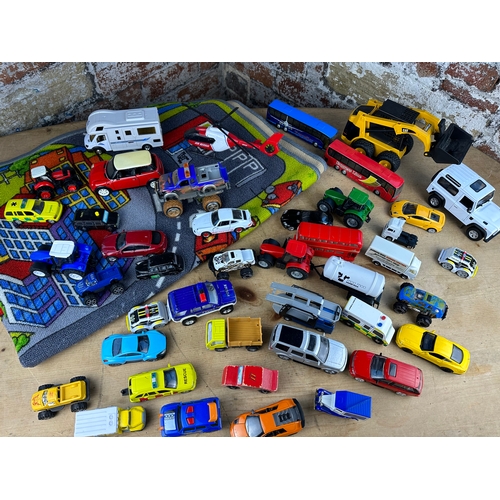 331 - Ikea Car Mat / Rug with Collection of Toy Cars