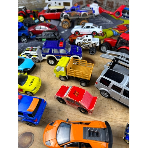 331 - Ikea Car Mat / Rug with Collection of Toy Cars