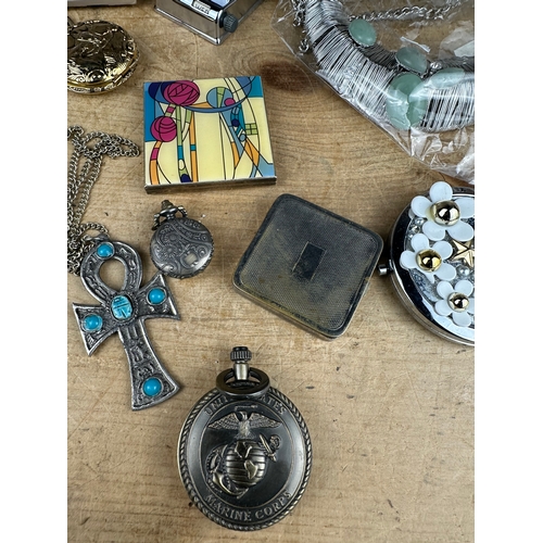 96 - Costume Jewellery Items, Compacts, Pocket Watches etc.