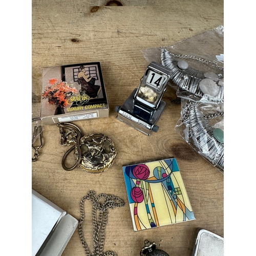 96 - Costume Jewellery Items, Compacts, Pocket Watches etc.