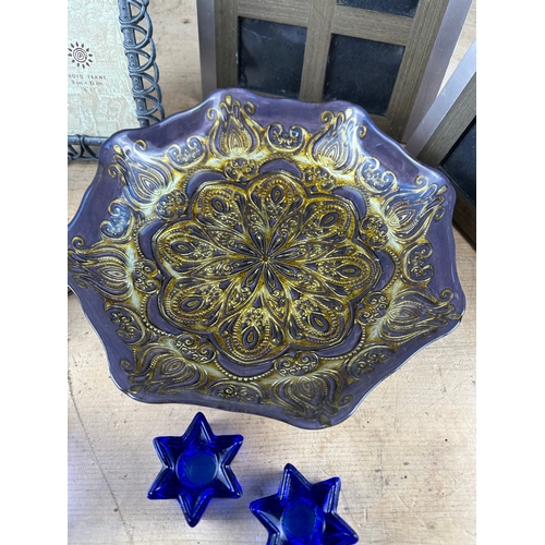 342 - Box of Mixed Items including Ornate Glass Bowl