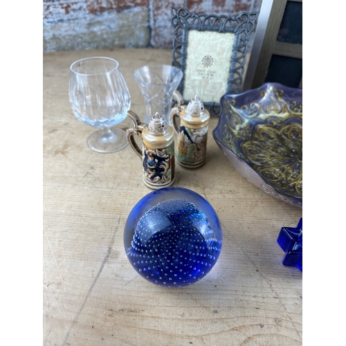 342 - Box of Mixed Items including Ornate Glass Bowl