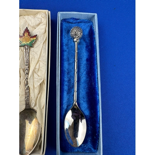 2 - Two Silver Teaspoons & Silver Plated Golf Teaspoon