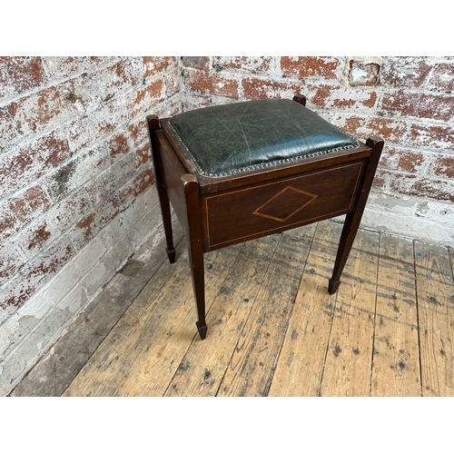 390 - Edwardian Leather Topped Piano Stool