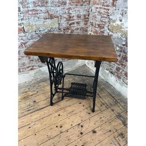 401 - Kimball and Morton Cast Iron Sewing Machine Treadle converted into a Table with Quality Solid Wood T... 