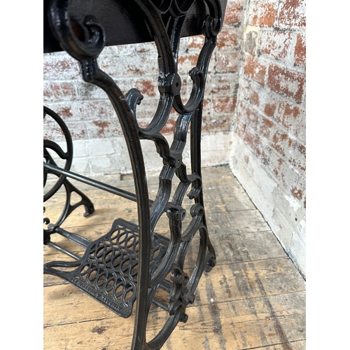 401 - Kimball and Morton Cast Iron Sewing Machine Treadle converted into a Table with Quality Solid Wood T... 