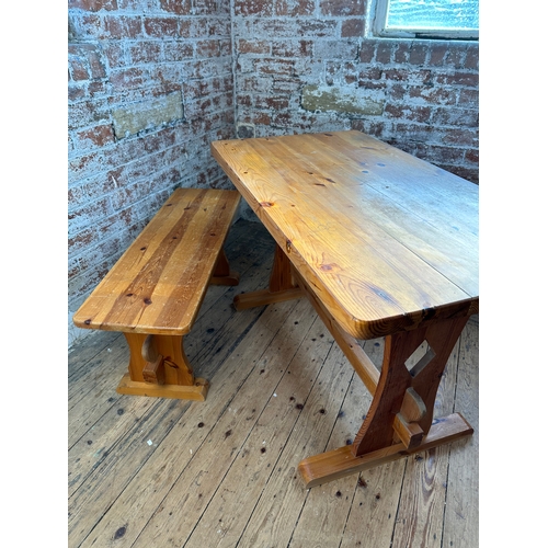 406 - Chunky Pine Table & Bench Seats