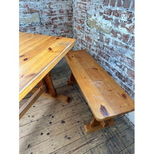 406 - Chunky Pine Table & Bench Seats