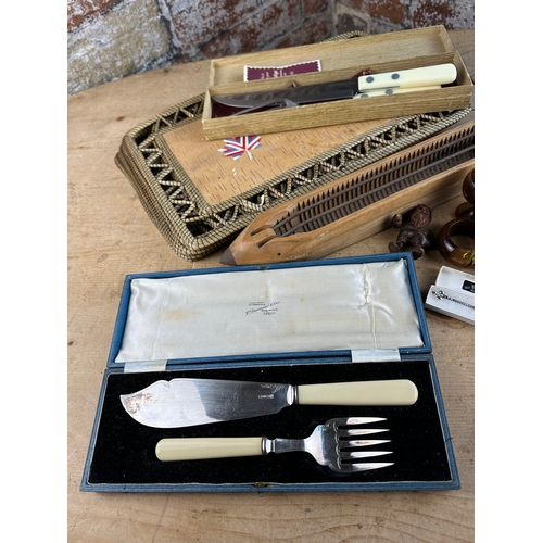 200 - Group of Collectables including Boxed Flatware, Pewter & Stinkwood