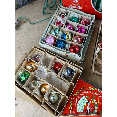 203 - Vintage Christmas Decorations including Glass Baubles