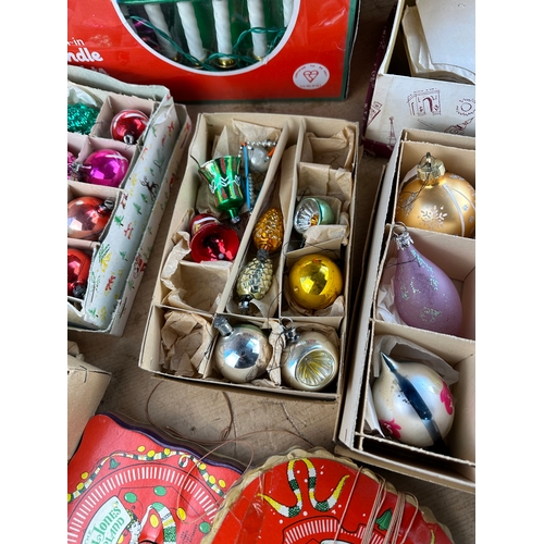 203 - Vintage Christmas Decorations including Glass Baubles