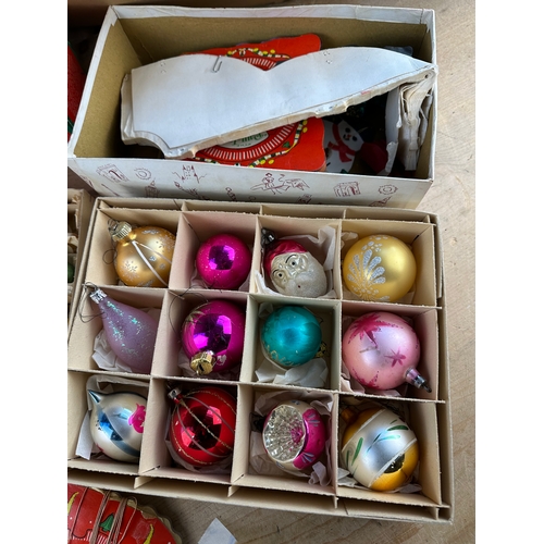 203 - Vintage Christmas Decorations including Glass Baubles