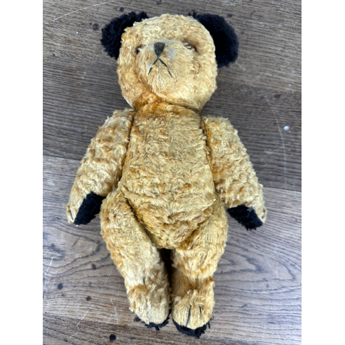 116 - Vintage Glass-Eyed Teddy Bear with Articulated Limbs and Head. 12