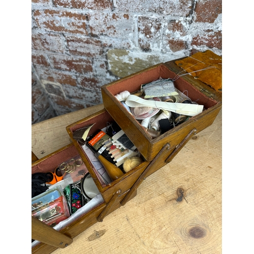 205 - Vintage Cantilever Sewing Box & Contents