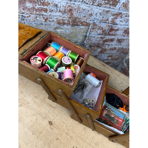 205 - Vintage Cantilever Sewing Box & Contents