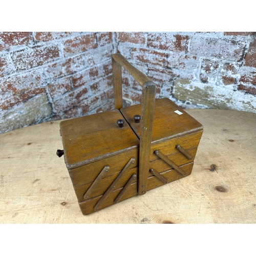 205 - Vintage Cantilever Sewing Box & Contents