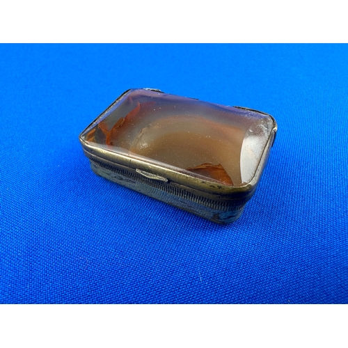 108 - An Early Snuff Box with Fine Agate to Both Sides - Gilt Brass Banding.