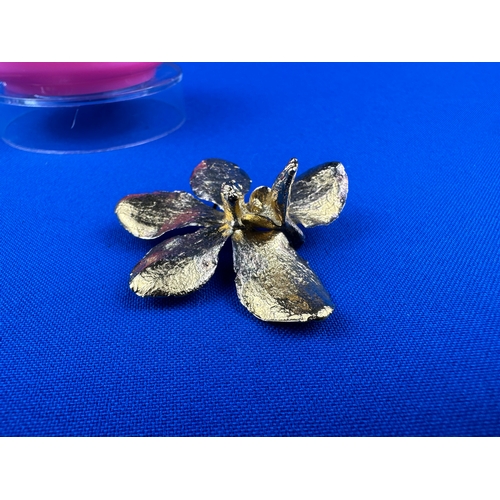 16 - Gold on Silver Orchid Brooch