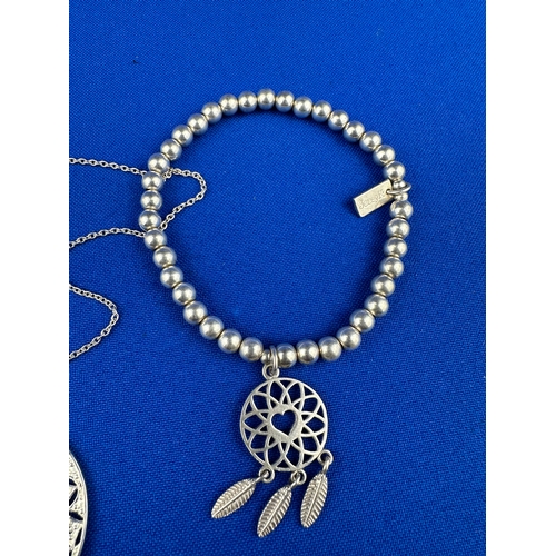 17 - Silver Necklace & Dream Catcher Bracelet