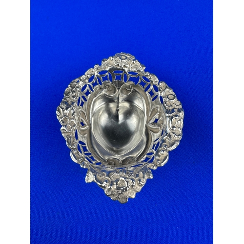 20 - Small Hallmarked Silver Embossed Dish Birmingham 1893 28.5g