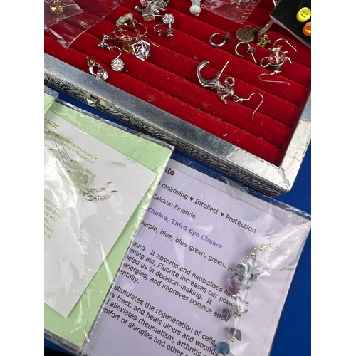 94 - Quantity of Earrings in White Metal Horse Design Box