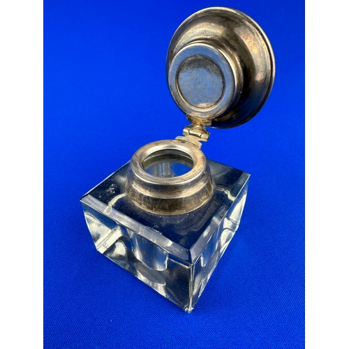 26 - Continental Silver Topped Inkwell