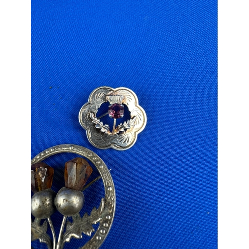 33 - Silver Thistle Brooch & One other