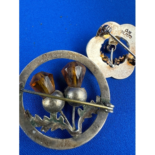 33 - Silver Thistle Brooch & One other