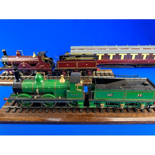 127 - Two Very Intricate Handbuilt Tinplate Train Models & a Carriage by PC Models