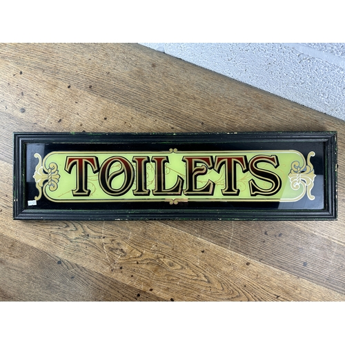 264 - Vintage Mirrored Glass 'Toilets' Sign - 80cm long