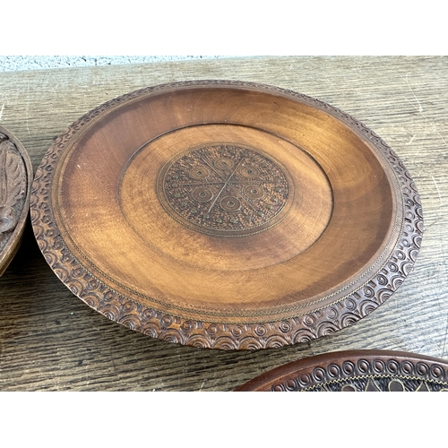 267 - Four Delicately Carved and Metal Inlaid Plates