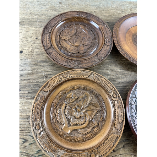 267 - Four Delicately Carved and Metal Inlaid Plates