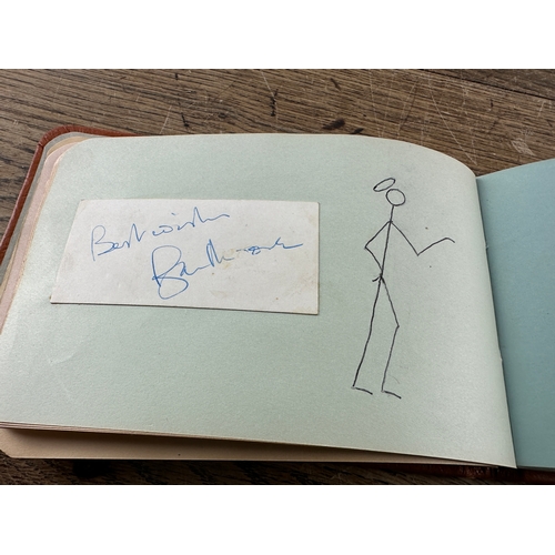 263 - Autograph Book and Postcards to include - Roger Moore, Chris Barber, Bruce Forsyth, Ray Reardon, Ber... 