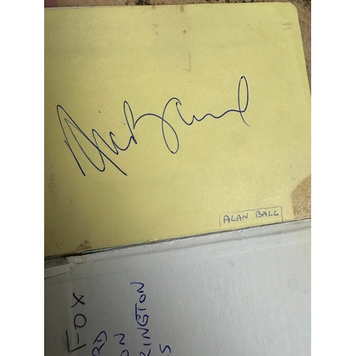 276 - Autograph Book - Signatures including: Matt Busby, Alan Ball, Gordon Banks, Alex Higgins etc. See Pi... 