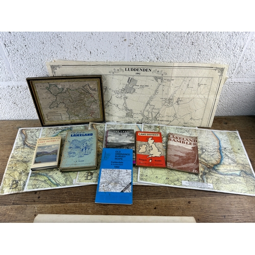 284 - Many Vintage OS Ordnance Survey and Planning Maps.  Largely Local Area, alongside Vintage Lake Distr... 