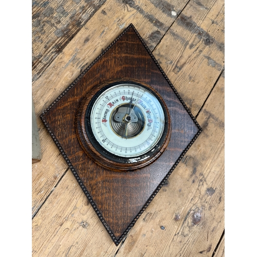 286 - Two Vintage Barometers and a Bed Warmer