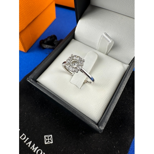 216 - 9ct White Gold The Diamond Store Ring - 0.5ct Lab Diamond Cluster Solitaire Ring with Boxes, Paperwo... 