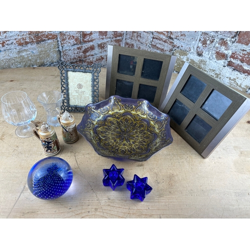 338 - Box of Mixed Items including Ornate Glass Bowl