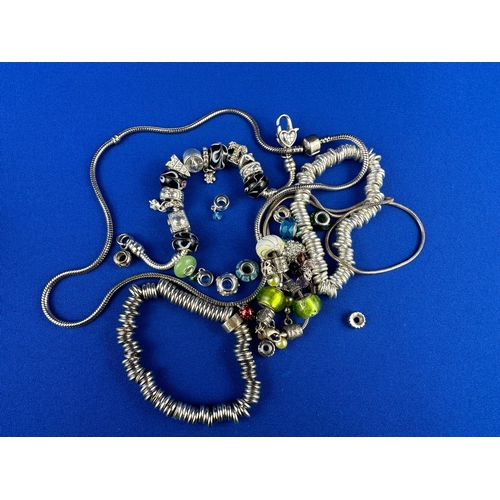 217 - Quantity of Pandora Style Bracelets & Beads including 925 Silver