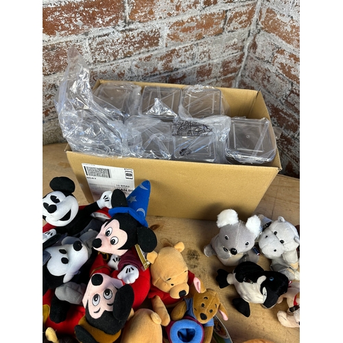 58 - Large Group of Beanie Bears including Disney & Coke with 7 Plastic Display Boxes